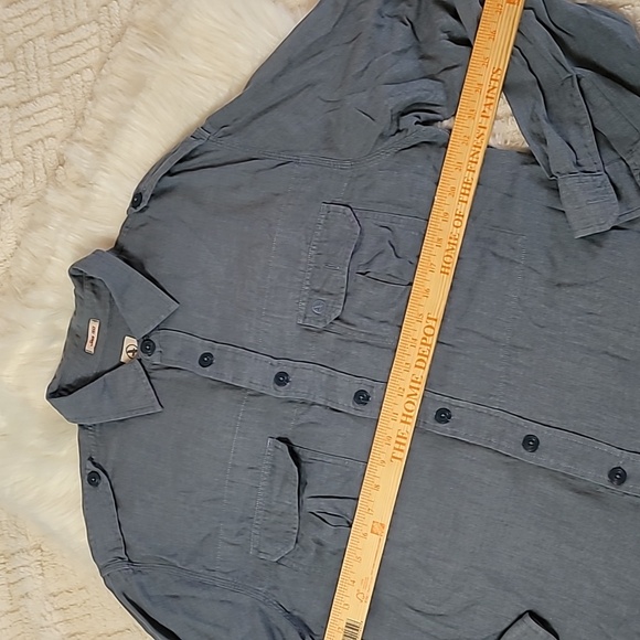 Aigle Blue Button Down Shirt Long Sleeve Utility Workwear 100% Cotton Large - Picture 4 of 6